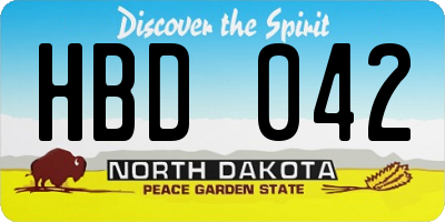 ND license plate HBD042