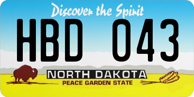 ND license plate HBD043