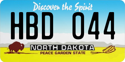 ND license plate HBD044