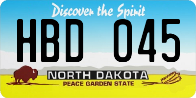 ND license plate HBD045