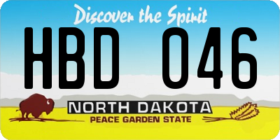 ND license plate HBD046