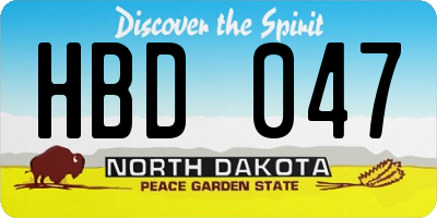 ND license plate HBD047