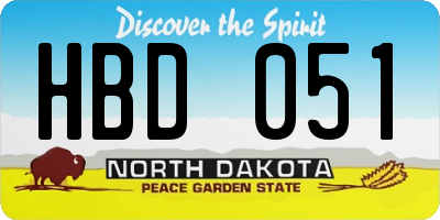 ND license plate HBD051