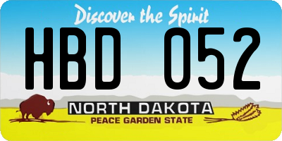 ND license plate HBD052