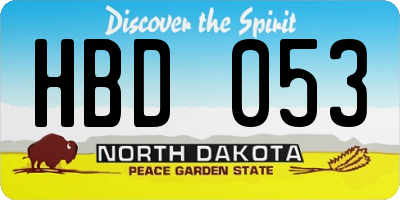 ND license plate HBD053