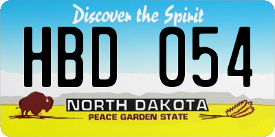 ND license plate HBD054