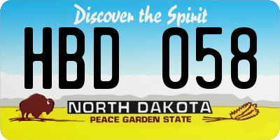 ND license plate HBD058