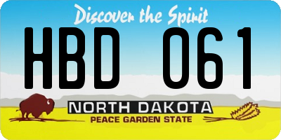 ND license plate HBD061