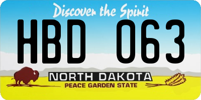 ND license plate HBD063