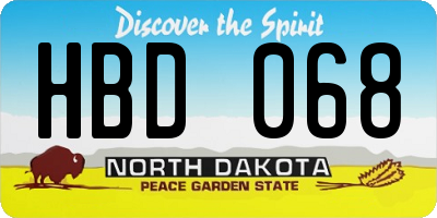 ND license plate HBD068