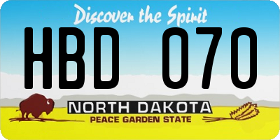 ND license plate HBD070