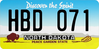 ND license plate HBD071