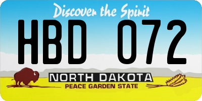 ND license plate HBD072