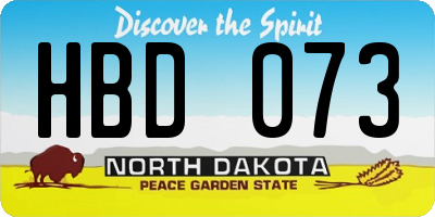 ND license plate HBD073