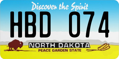 ND license plate HBD074