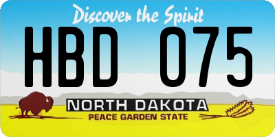 ND license plate HBD075