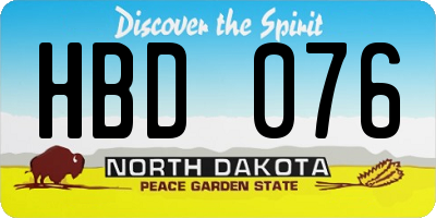 ND license plate HBD076