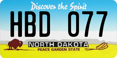 ND license plate HBD077