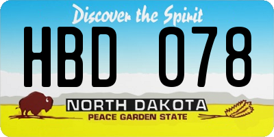 ND license plate HBD078