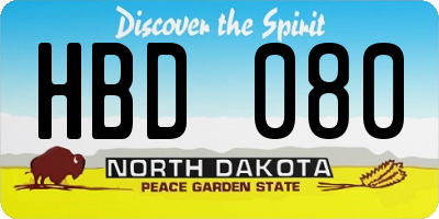 ND license plate HBD080