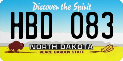 ND license plate HBD083