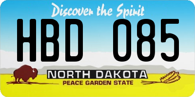 ND license plate HBD085