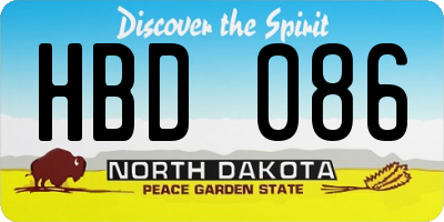 ND license plate HBD086