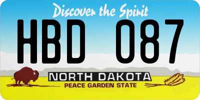 ND license plate HBD087