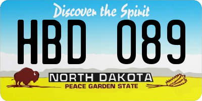 ND license plate HBD089