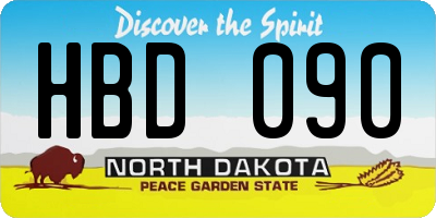 ND license plate HBD090