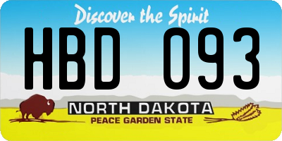 ND license plate HBD093