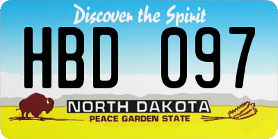 ND license plate HBD097