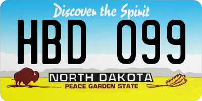 ND license plate HBD099