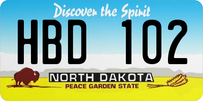 ND license plate HBD102