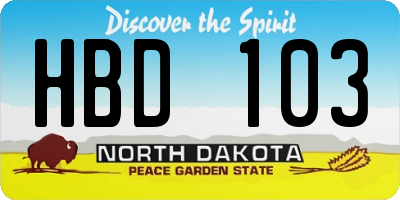 ND license plate HBD103