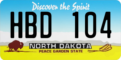 ND license plate HBD104