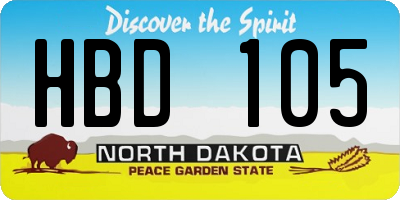 ND license plate HBD105