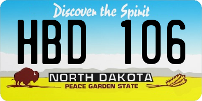 ND license plate HBD106