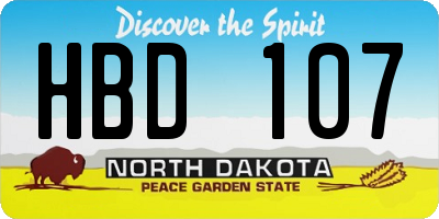 ND license plate HBD107