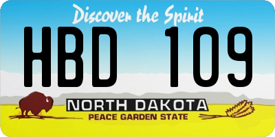 ND license plate HBD109