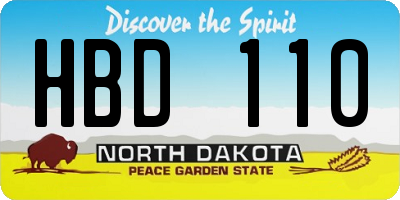 ND license plate HBD110