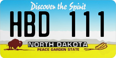 ND license plate HBD111