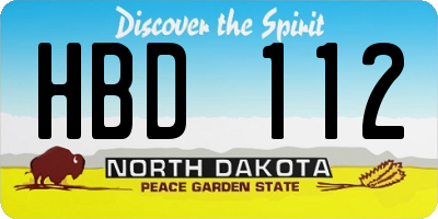 ND license plate HBD112