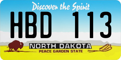 ND license plate HBD113