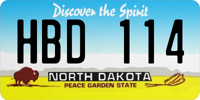 ND license plate HBD114