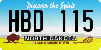 ND license plate HBD115