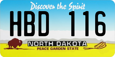 ND license plate HBD116