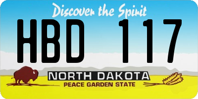 ND license plate HBD117