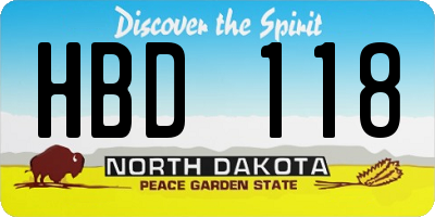 ND license plate HBD118