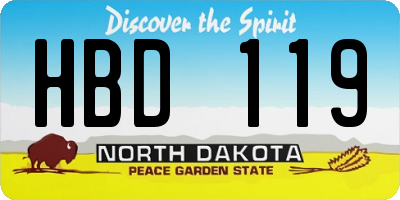 ND license plate HBD119